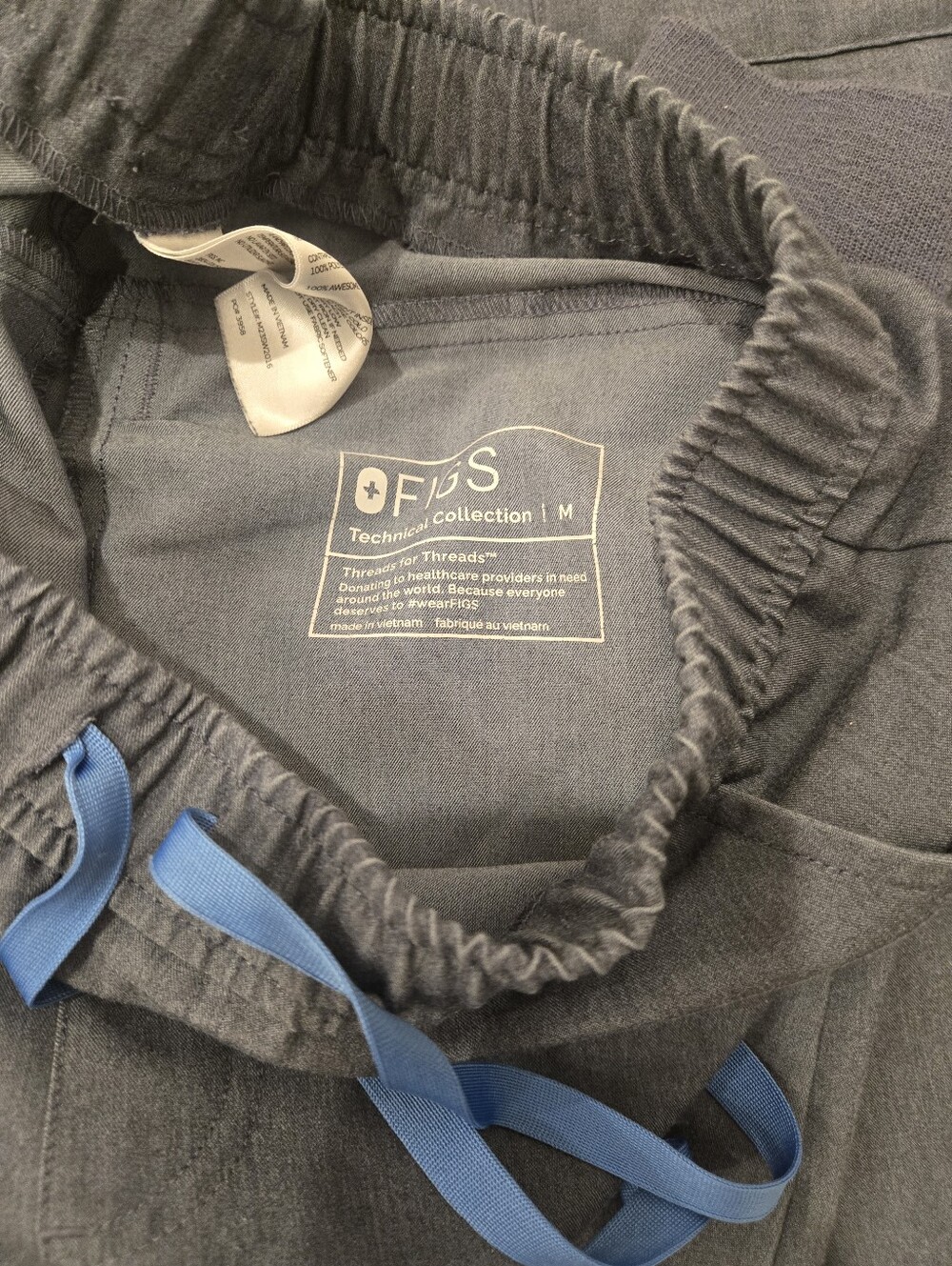 Figs Men's Dark Gray Jogger Sweatpants with Blue Drawstring - Picture 3 of 8